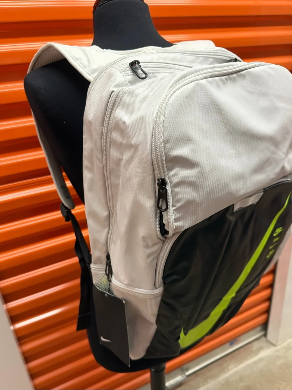 NWT Nike Men’s White and Black Backpack with Lime Swoosh